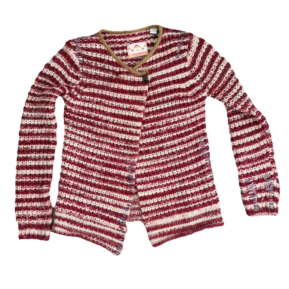 R’Belle Scotch And Soda Girl’s 10/12  Sweater Distressed Wool Blend Cardigan